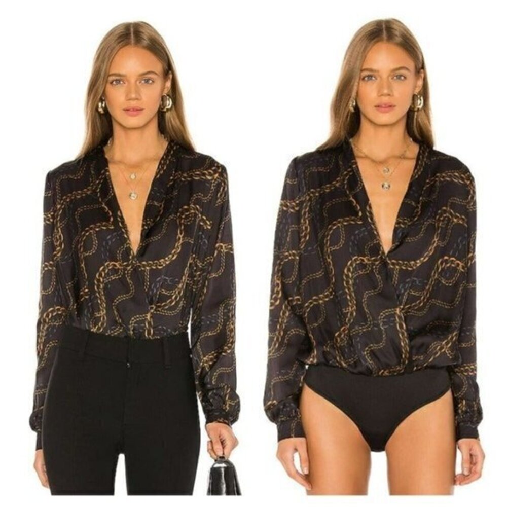 L'Academie The Long Sleeve Bodysuit - Black Chain